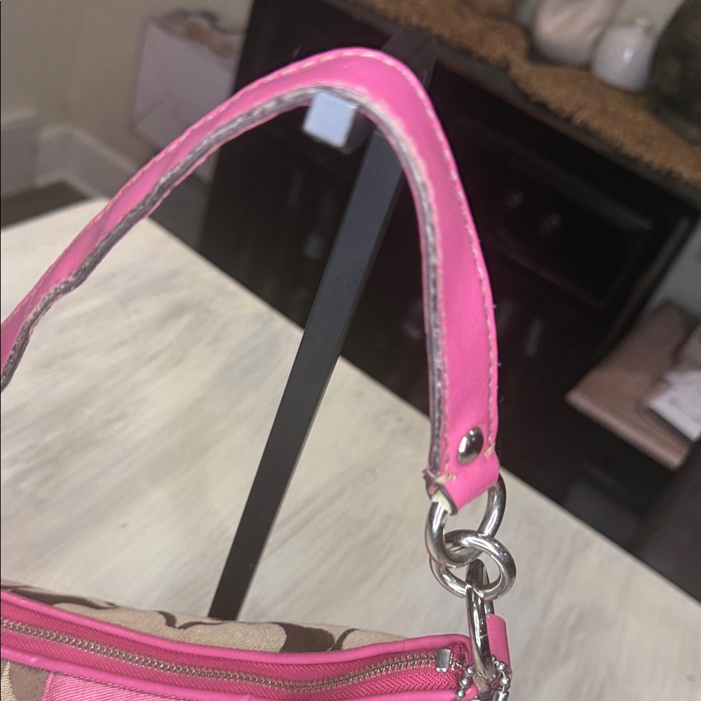 Coach Pink and Brown Signature Small Hobo Bag - Picture 5 of 14